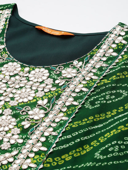 Dhiyona IE Bandhani Printed Gotta Patti Georgette Kurta
