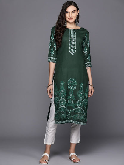 Dhiyona IE Ethnic Motifs Foil Printed Straight Kurta