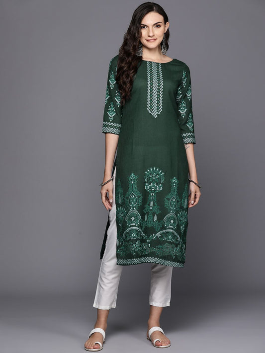 Dhiyona IE Ethnic Motifs Foil Printed Straight Kurta