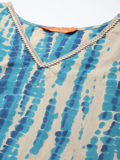 Dhiyona IE Women Blue Dyed Kurta with Sharara