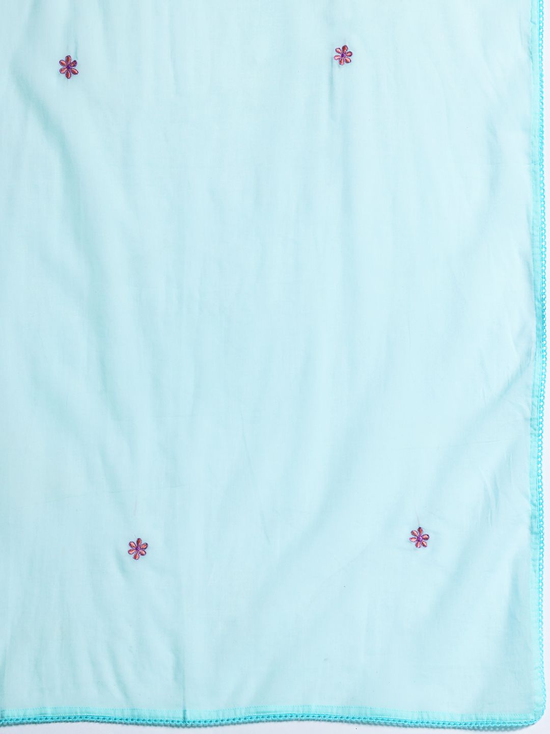 Floral Embroidered Thread Work Pure Cotton Kurta with Trousers & With Dupatta