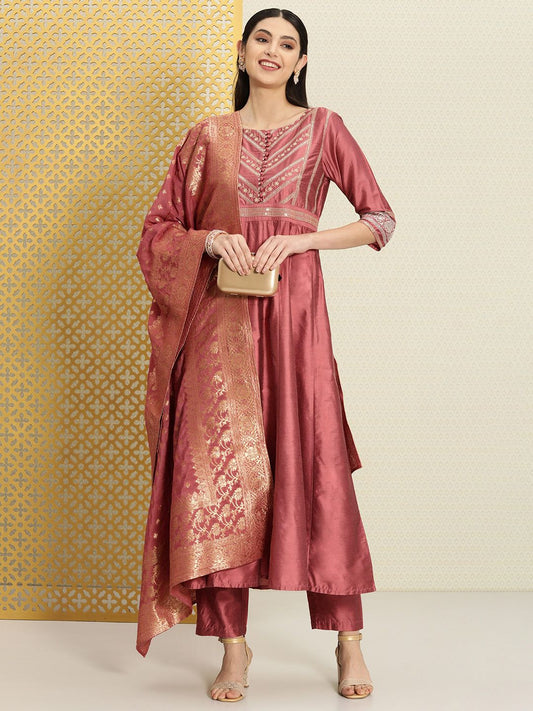 Dhiyona PD Women Women Ethnic Motifs Yoke Design Jashn Kurta With Trousers & Dupatta