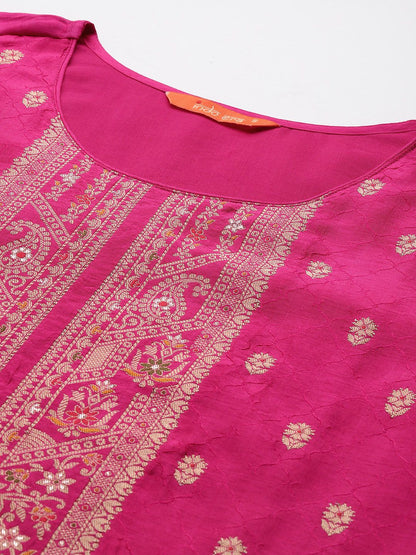 Dhiyona IE Women Ethnic Motifs Woven Design Kurta with Trousers & With Dupatta