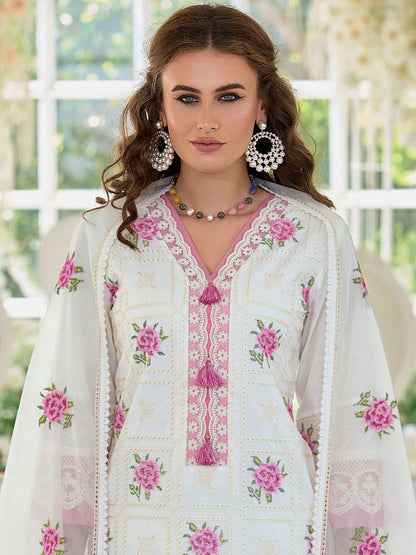 Dhiyona IE Women Floral Embroidered Regular Thread Work Pure Cotton Kurta