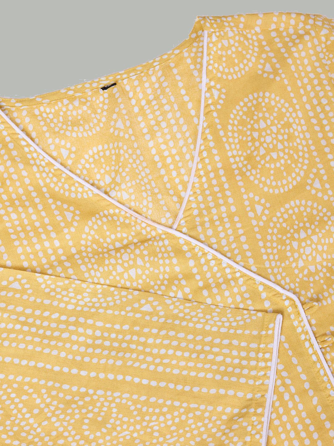 Dhiyona OD  Bandhani Printed Angrakha Pure Cotton Kurta with Trousers