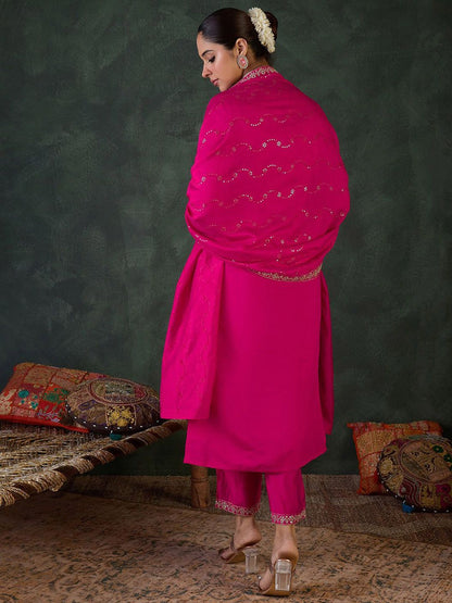 Dhiyona IE Women Embroidered Regular Sequinned Kurta Set