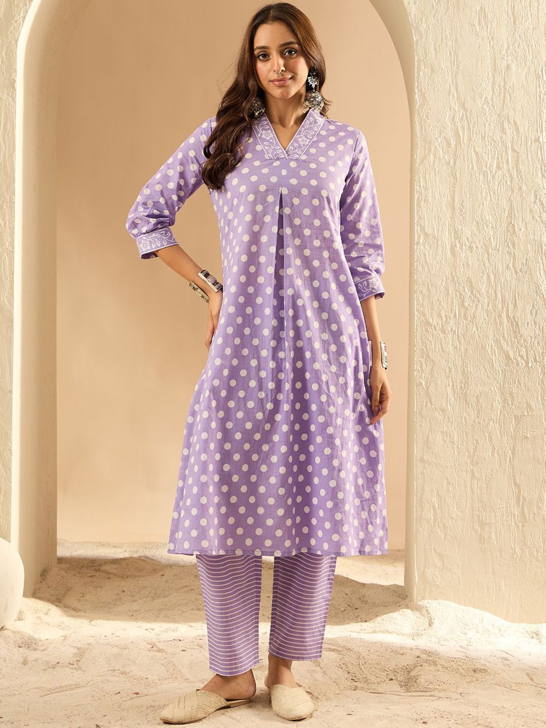 Women Printed Regular Pure Cotton Kurta with Trousers