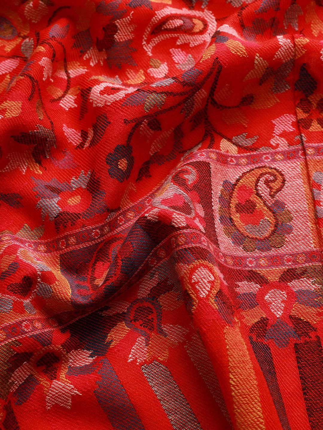 Dhiyona PA Women Red & Grey Woven-Design Kaani Shawl