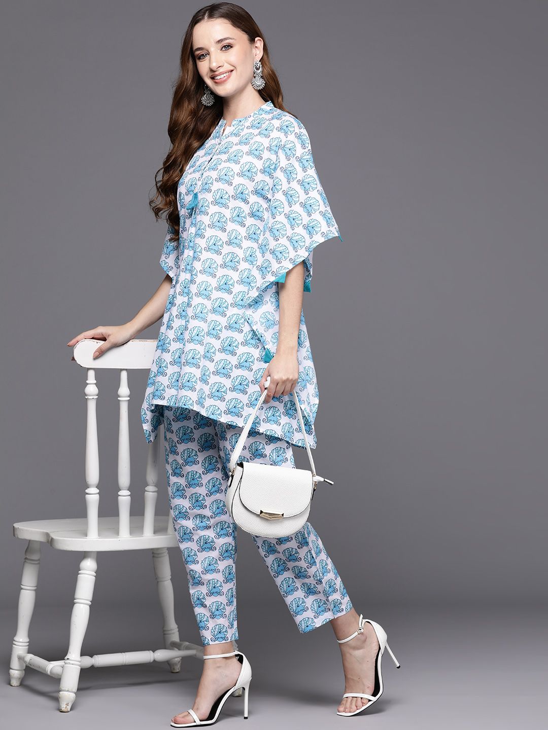 Dhiyona IE Women Printed Pure Cotton Tunic with Trousers