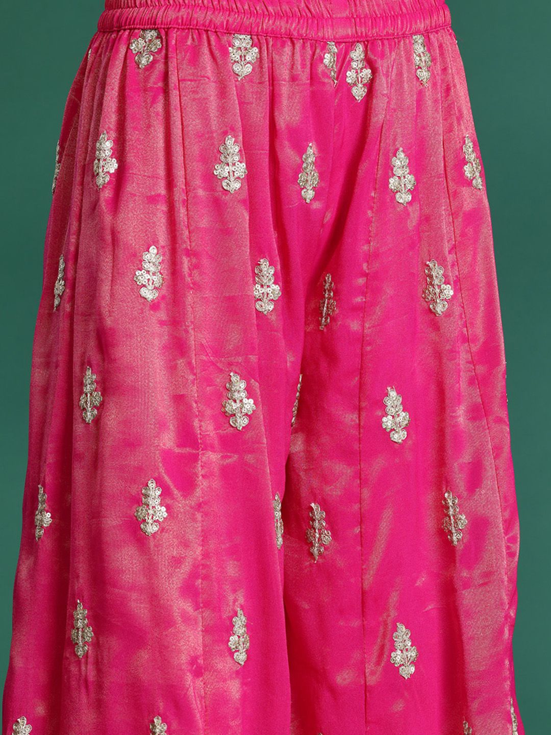 Ethnic Motifs Embroidered Mirror Work Kurta with Palazzos & With Dupatta