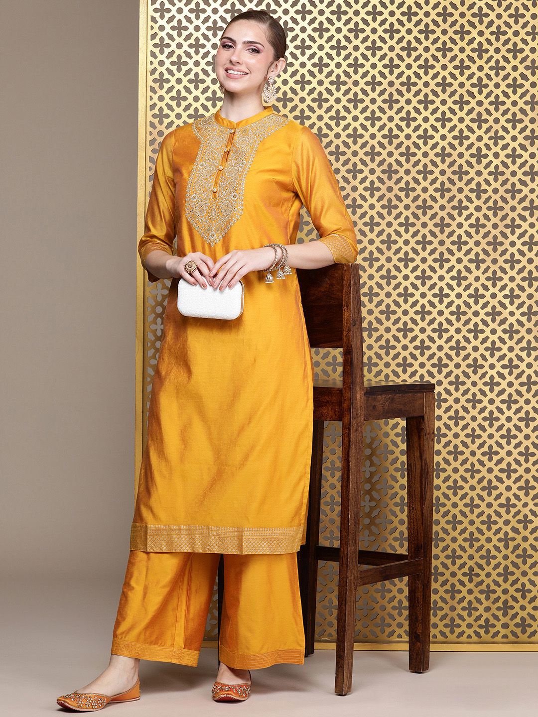 Dhiyona PD Women Jashn Ethnic Motifs Embroidered Kurta with Palazzos