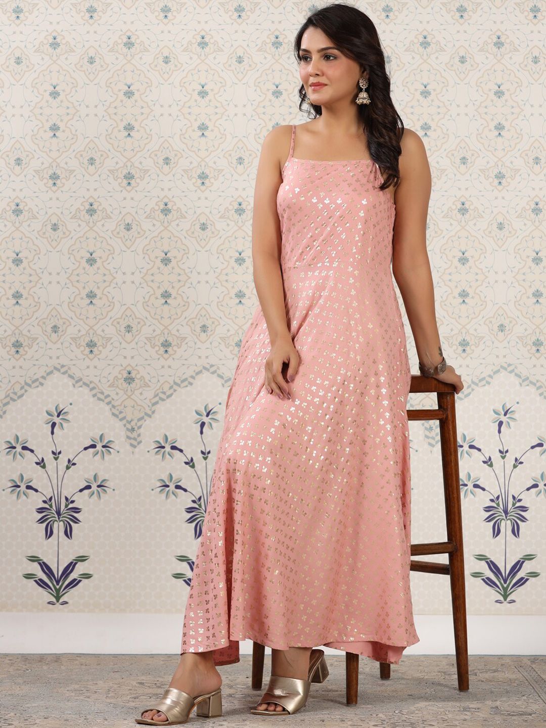 Dhiyona OD  Floral Printed Shoulder Straps Anarkali Kurta