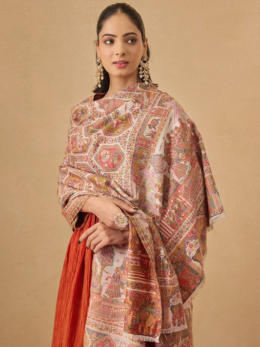 Dhiyona PA Darbari Ethnic Motifs Woven Design Kani Woolen Shawl