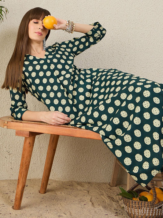 Dhiyona IE Printed Pure Cotton Tunic With Trousers