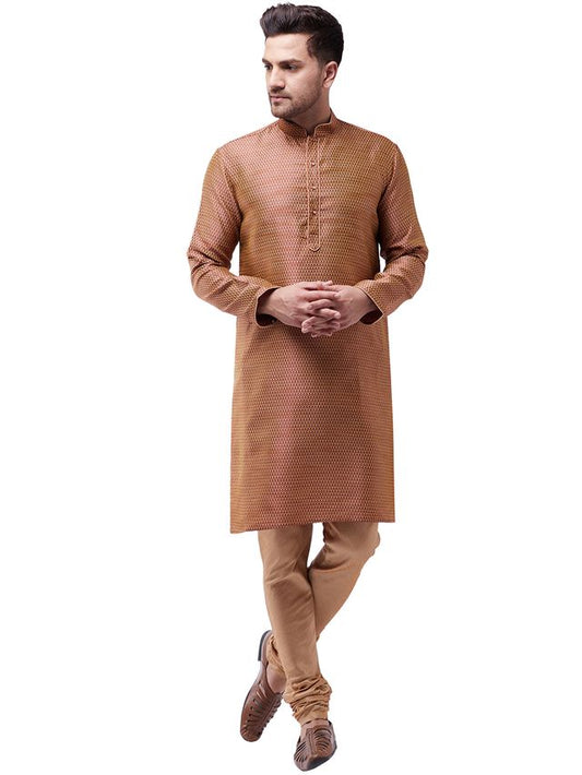 Men's Maroon Silk Blend Straight Kurta Pyjama Set