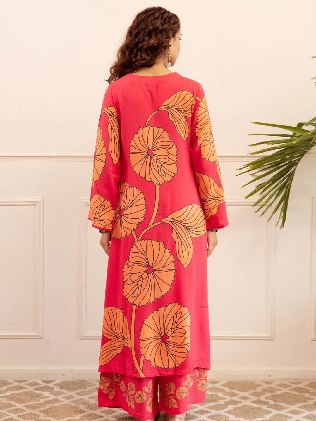 Women Floral Printed A-Line Kurta with Palazzos