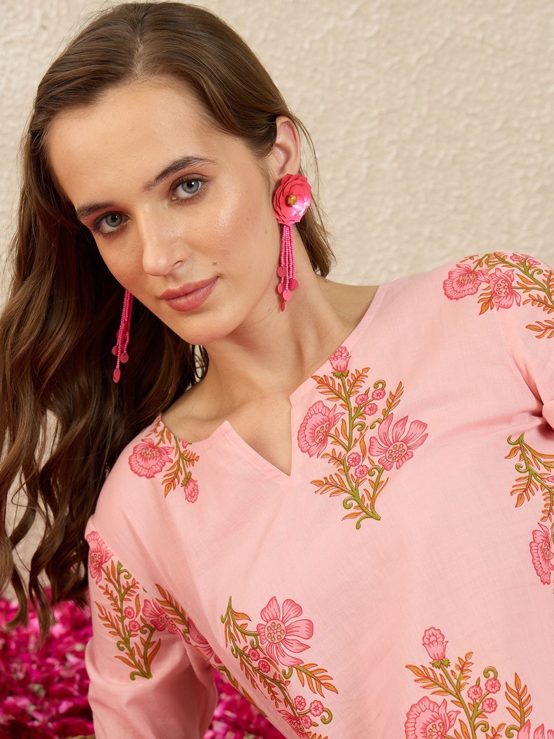 Women Floral Printed Regular Pure Cotton Kurta with Trousers