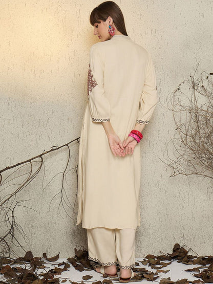 Women Ethnic Motifs Embroidered Regular Mirror Work Kurta with Palazzos