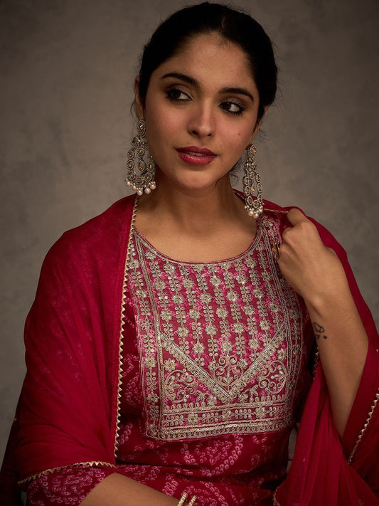 Women Ethnic Motifs Embroidered Kurta with Trousers & Dupatta