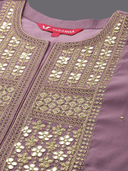 Dhiyona VA Women'sEthnic Motifs Yoke Design Regular Sequinned Kurta with Trousers & With Dupatta