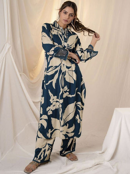 Floral Printed Straight Kurta with Palazzos