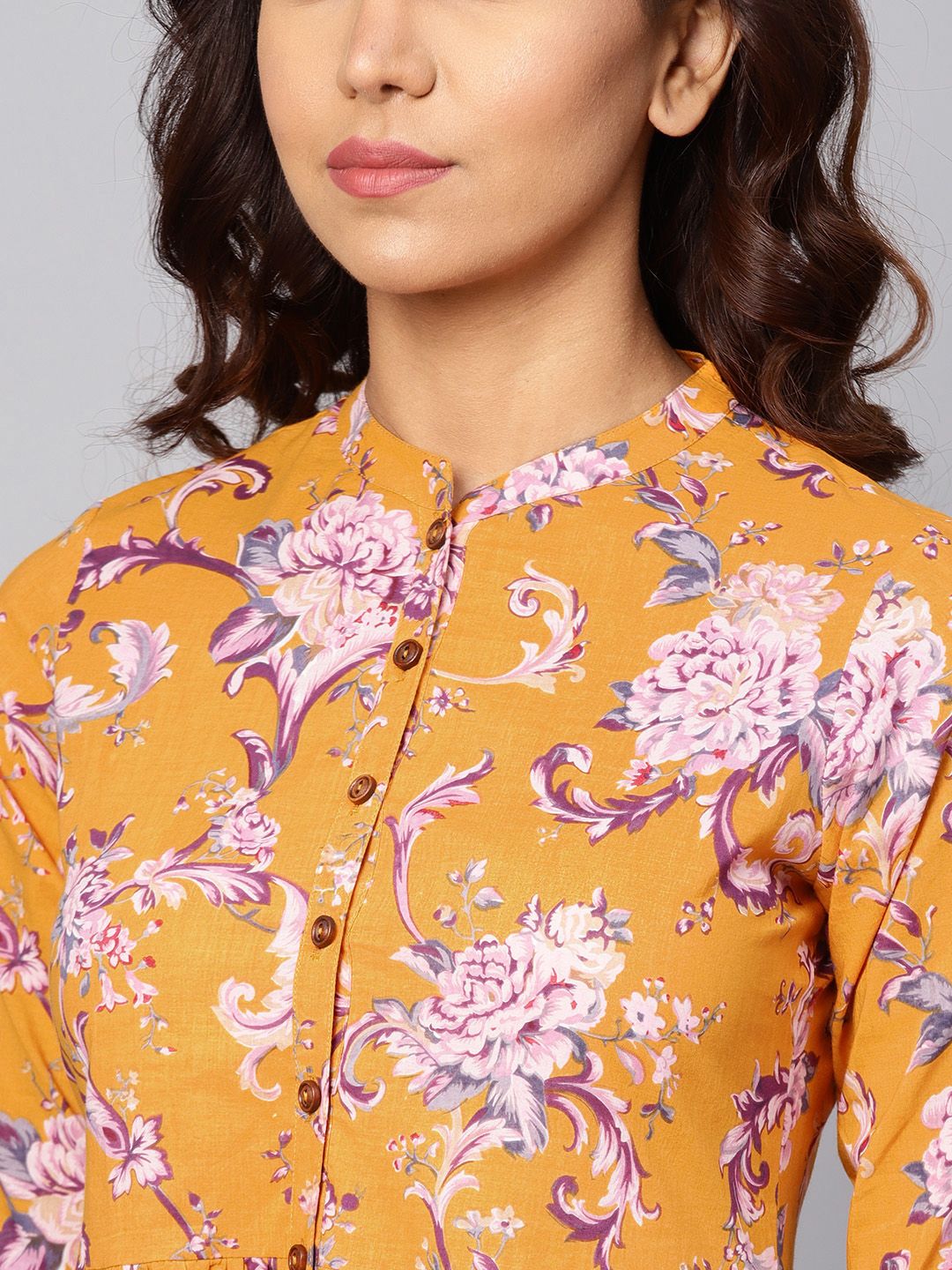Dhiyona AY Women's Yellow Printed Fit and Flare Dress