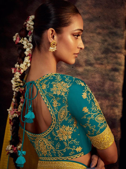 Dhiyona KM Women Yellow Woven Silk Kanjeevaram Saree