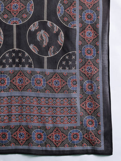 Dhiyona IE Ethnic Motifs Printed Panelled Pure Cotton Kurta with Trousers & Dupatta