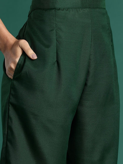 Dhiyona IE Ethnic Motifs Yoke Design Pure Cotton Kurta With Trousers & Dupatta