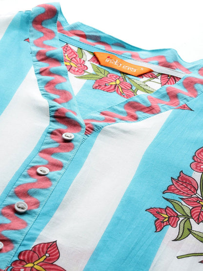 Floral Printed Regular Pure Cotton Kurta with Trousers