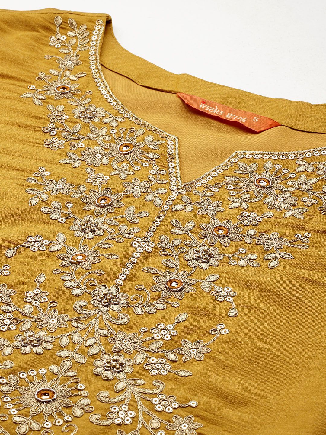 Dhiyona IE Ethnic Motifs Embroidered Regular Gotta Patti Kurta with Trousers & With Dupatta