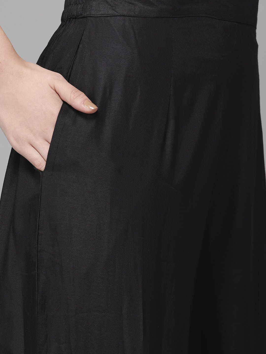 Classic Black And Peach Embroidered Kurta Set