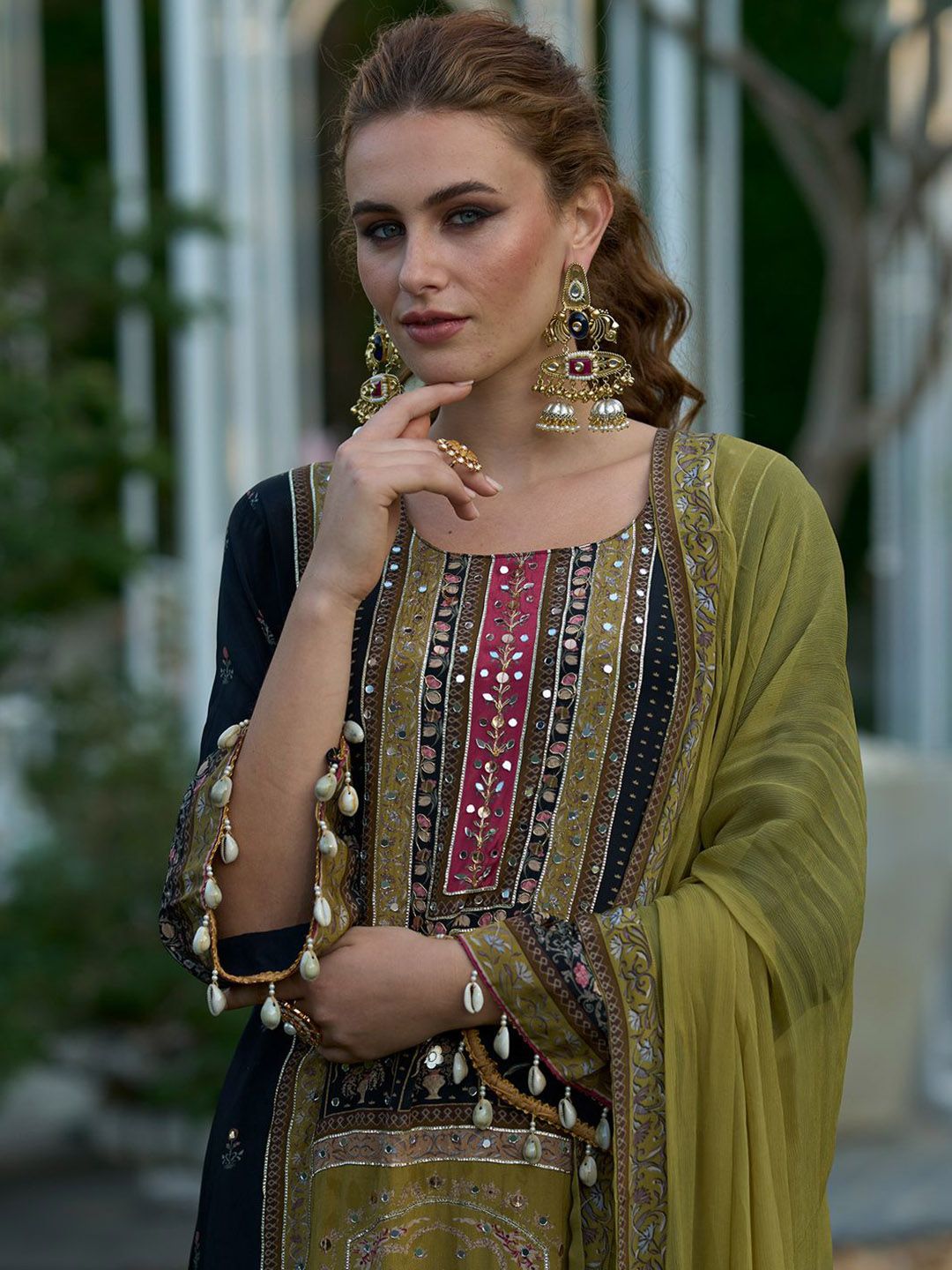 Dhiyona IE Women Ethnic Motifs Printed Kurta with Palazzos & Dupatta