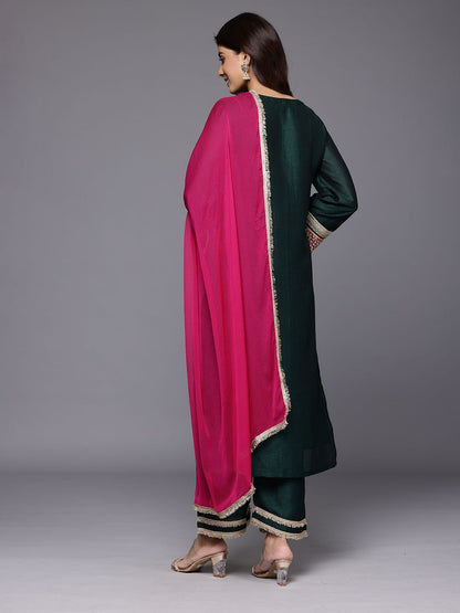 Dhiyona VA Women's Yoke Design Gotta Patti Kurta with Trousers & Dupatta