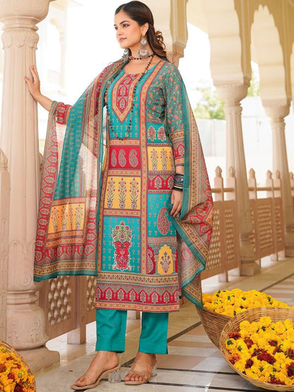 Dhiyona KL Women Ethnic Motifs Printed Kurta with Trousers & With Dupatta