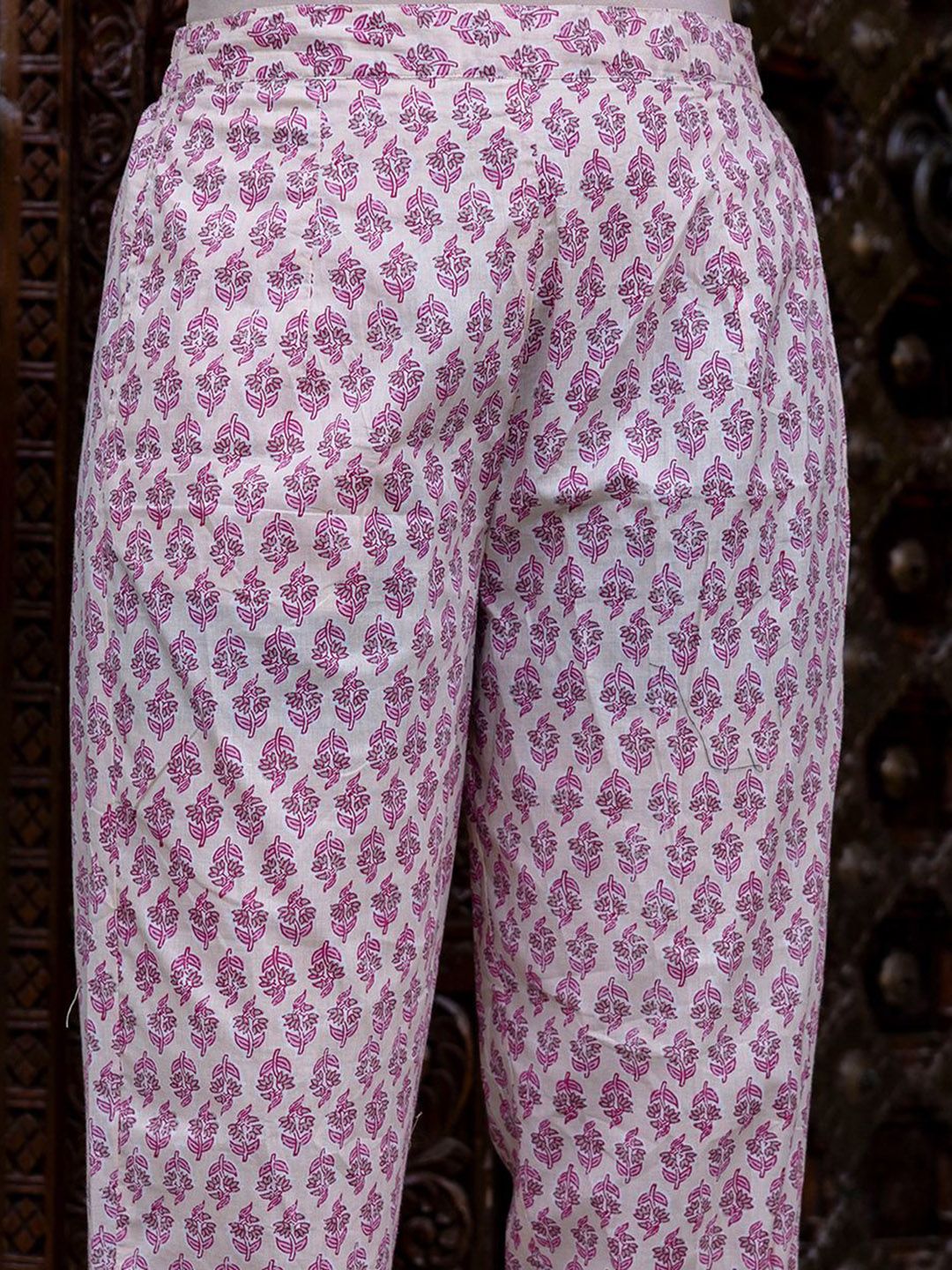 Dhiyona IE Floral Printed Empire Pure Cotton Anarkali Kurta With Trouser & Dupatta