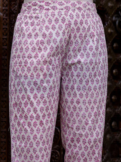 Dhiyona IE Floral Printed Empire Pure Cotton Anarkali Kurta With Trouser & Dupatta