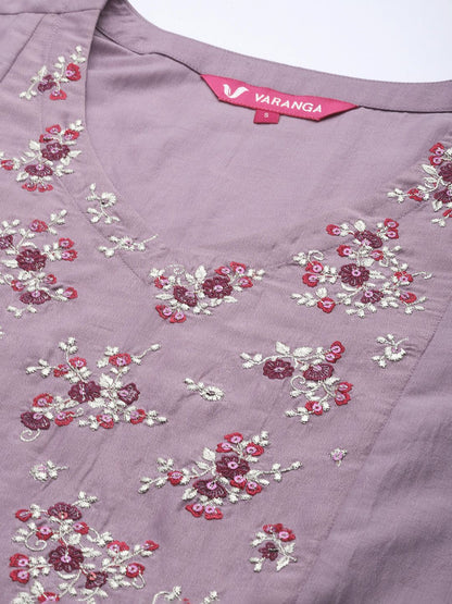 Dhiyona VA Women'sEmbroidered Empire Sequinned Kurta With Trousers & Dupatta