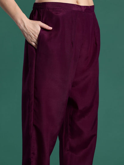 Women Ethnic Motifs Embroidered Panelled Thread Work Kurta with Trousers & With Dupatta