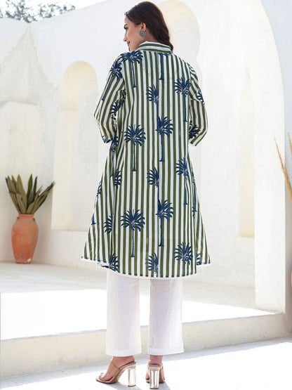 Women Printed Regular Pure Cotton Kurta with Trousers
