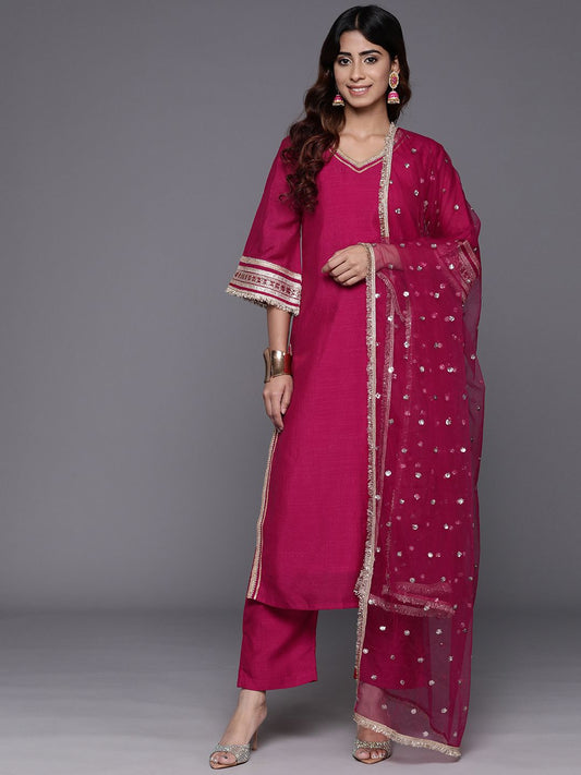 Dhiyona VA Women's Regular Gotta Patti Kurta with Trousers & With Dupatta