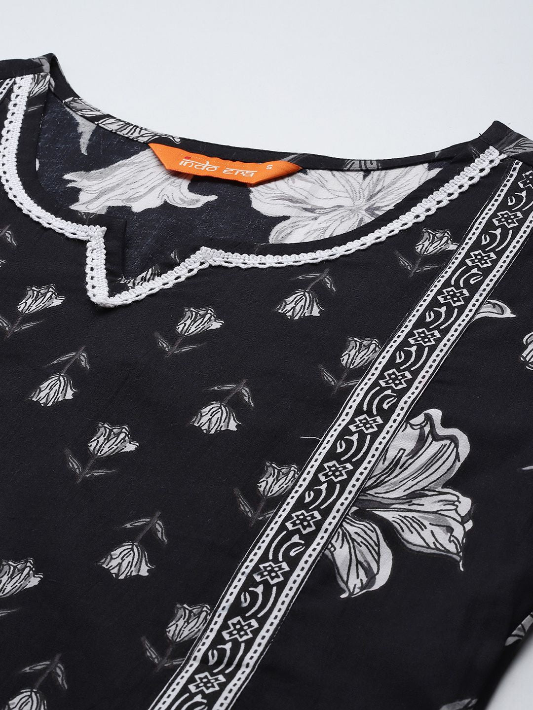 Dhiyona IE Ethnic Motifs Printed Pure Cotton Kurta with Trousers & With Dupatta
