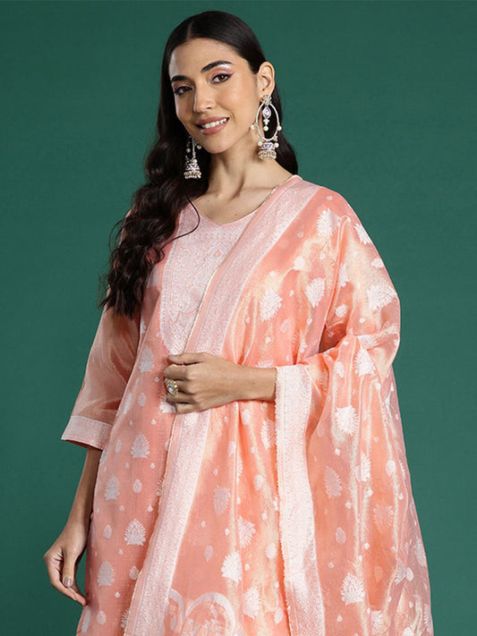Dhiyona IE Woven Design Kurta With Trousers & Dupatta