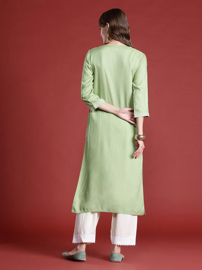 Dhiyona IE Floral Embroidered Thread Work Kurta