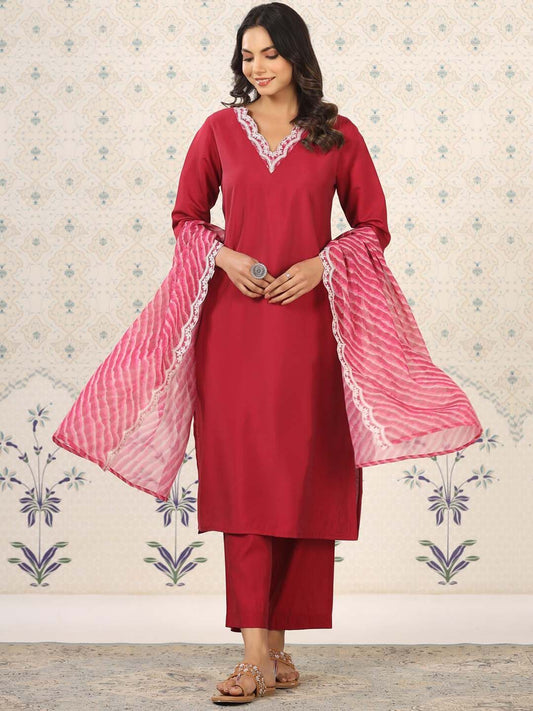 Dhiyona OD  Women Ethnic Motifs Yoke Design Regular Thread Work Kurta with Trousers & With