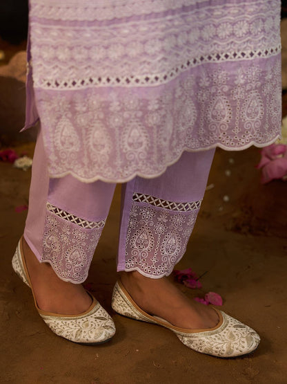 Women Ethnic Motifs Embroidered Cotton Kurta with Trousers & Dupatta