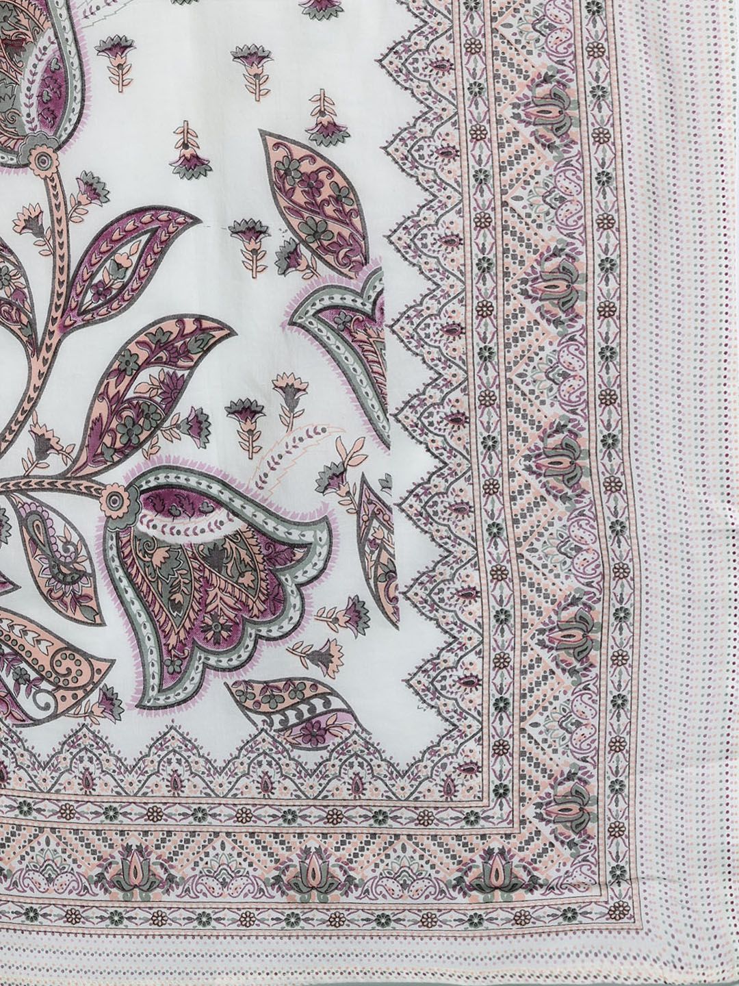 Floral Embroidered Pure Cotton Kurta with Trousers & Dupatta