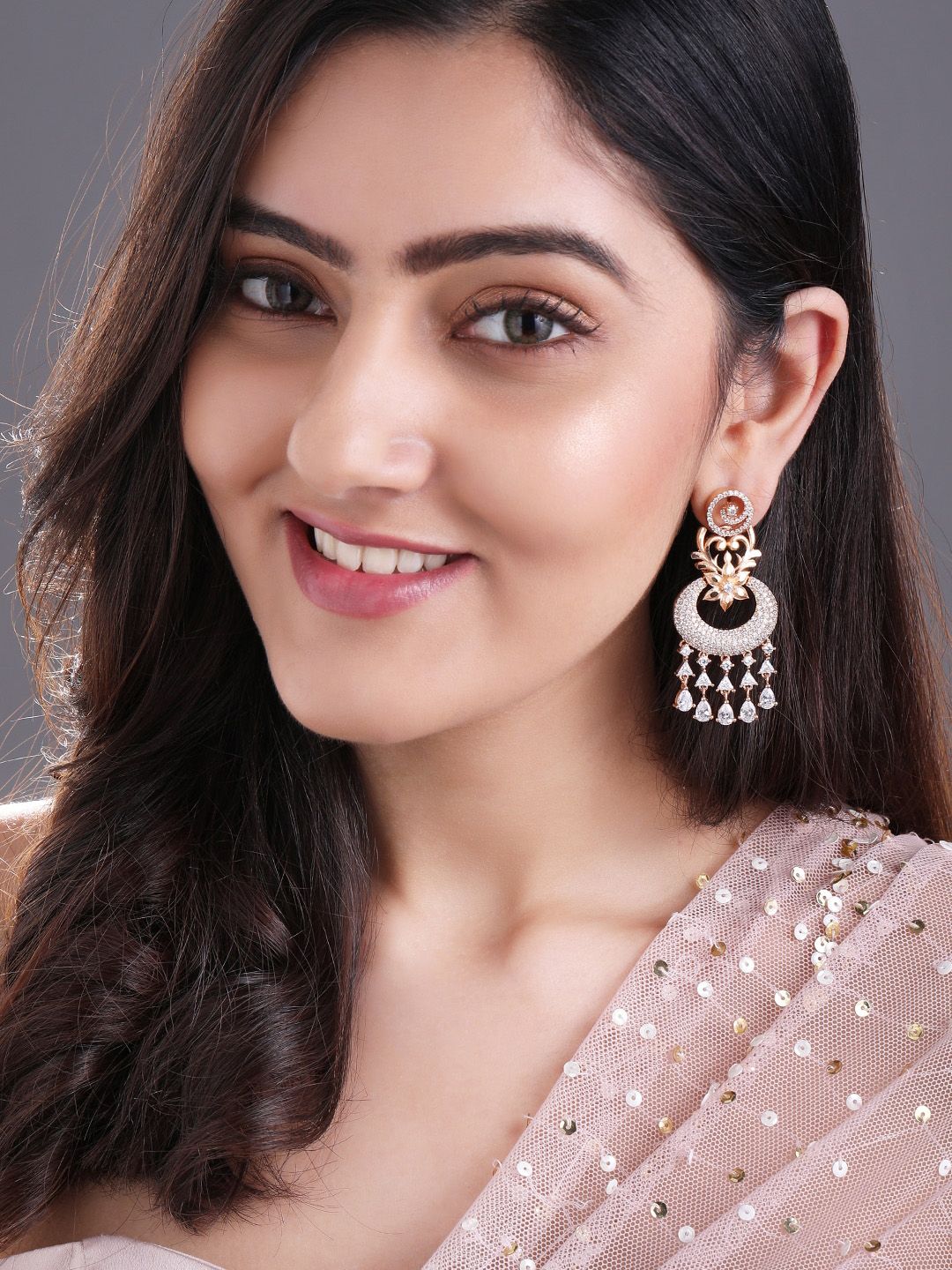 Dhiyona RJ Women's Rose Gold-Plated Contemporary Chandbalis