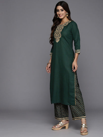 Women Ethnic Motifs Embroidered Liva Kurta & Palazzos With Dupatta