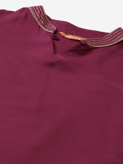 Dhiyona IE Women Purple & Golden Foil Printed Straight Kurta